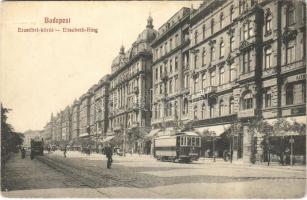 1931 Budapest VII. Erzsébet körút, villamos, Leopold Gyula üzlete (EK)