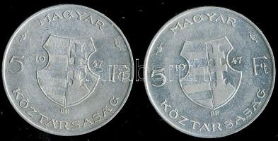 1947. 5Ft Ag "Kossuth" (2x) T:2-,2/3
