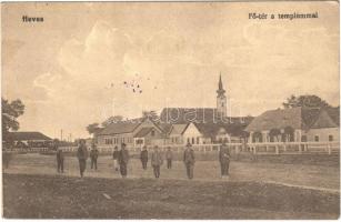 1915 Heves, Fő tér, templom. Adler nyomda kiadása (EK)