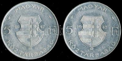 1947. 5Ft Ag "Kossuth" (2x) T:2-,2/3