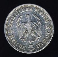 Német 3. Birodalom 1936A 5M Ag "Hindenburg" T:2/3+