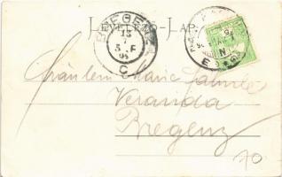 1905 Nagykanizsa, Fő út, Takarékpénztár, üzletek. Alt és Böhm kiadása. montázs / montage (EB)