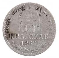 1869GYF 10kr Ag Magyar Királyi Váltó Pénz T:2- patina Adamo M10.1