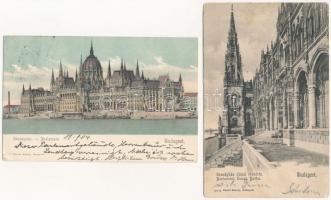 Budapest V. Országház, parlament, belső - 5 db régi képeslap / 5 pre-1945 postcards