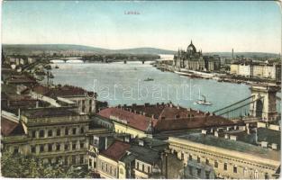 1913 Budapest, látkép az országházzal Budáról. Máv. Levelezőlapárusítás  (EK)