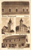 1934 Vörösberény (Balatonalmádi), Községháza, Református templom, Római katolikus templom, Németh Lajos üzlete és saját kiadása (Rb)