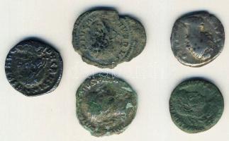 Római Császárság 5db denár, antoninian és kisbronz T:vegyes