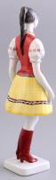 Hollóházi népviseletbe öltözött lány, kézzel festett, jelzett, hibátlan, m: 31 cm