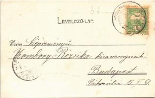 1904 Szikszó, 400 éves református templom, utca. Blank Simon kiadása. Art Nouveau, floral