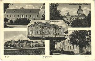 1942 Hajmáskér, Andrássy sétány a főépülettel, Tiszti lakások (EK)
