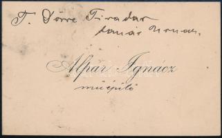 cca 1900 Alpár Ignác (1855-1928) műépítész, egyetemi tanár névjegykártyája, saját kézzel írt soraival, aláírásával