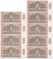 1939. 5P (9x) benne 5db sorszámkövető sor "A 033 063721 - A 033 063725" és 2db sorszámköve...
