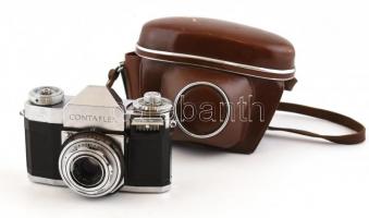 Zeiss Ikon Contaflex SLR fényképezőgép Zeiss Tessar 2,8/45 objektívvel, bőr tokkal, jó állapotban