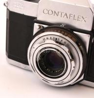 Zeiss Ikon Contaflex SLR fényképezőgép Zeiss Tessar 2,8/45 objektívvel, bőr tokkal, jó állapotban