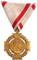 1908. Katonai Jubileumi Kereszt aranyozott Br kitüntetés mellszalagon T:2,2- Hungary 1908. Diamond Jubilee Cross for the Armed Forces gold plated Br decoration with ribbon C:XF,VF NMK 269.