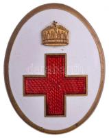 ~1910. Koronás Vöröskereszt aranyozott, zománcozott jelvény hátlapon MORZSÁNYIJ. BUDAPEST gyártói jelzéssel (48x37mm) T:1- apró zománchiba / Hungary ~1910. Red Cross with Crown gilt, enamelled badge, with MORZSÁNYIJ. BUDAPEST makers mark on the badge (48x37mm) C:AU tiny enamel error