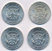 Amerikai Egyesült Államok 1964-1968D 1/2$ Ag "Kennedy" (4xklf) T:1-,2 patina
USA 1964-196...