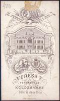 cca 1875 Férfiportré, domborított, porcelánkép utánzatú fotó, Veress Ferenc (1832-1916) kolozsvári m...