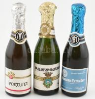 3 kis palack pezsgő: Pannonia, Fortuna, Hungaria Extra Dry, 0,2 l