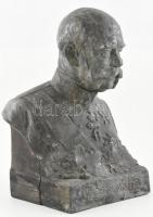 Damkó József (1872-1955): Ferenc József magyar király és osztrák császár mellszobra kitüntetésekkel,...