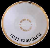 Hollóházi Salgótarjáni porcelán KTSZ feliratos mokkás csészék aljjal 2 db. Matricás, jelzett, kopáso...