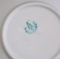 Hollóházi Salgótarjáni porcelán KTSZ feliratos mokkás csészék aljjal 2 db. Matricás, jelzett, kopáso...