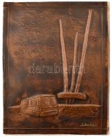 Ikarus relikviák tételben: doboz (sérült) , plakett,  érmek, nyomtatványok