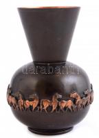 Szécsi István iparművész vörösréz váza, jelzett, m: 14,5 cm