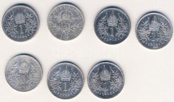 Ausztria 1894-1916. 1K Ag (7x), benne "Jubileum" T:2,3