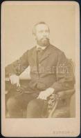 cca 1868-1870 Egy pesti úr portréja, Borsos József (1821-1883) pesti műtermében készült vizitkártya méretű, vintage fotó, 10,5x6 cm