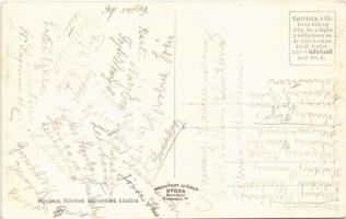 Miskolc, Irgalmas Nővérek érseki leány nevelőintézete, leányinternátus. Hátoldalon dolgozók aláírása