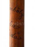 Régi fa sétabot, Görömbölytapolcafürdő (Miskolctapolca régi neve 1950 előtt) felirattal, h: 91 cm