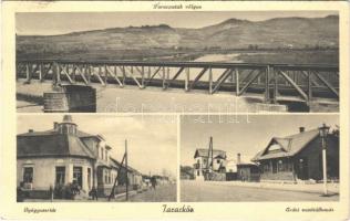 1940 Taracköz, Teresva; Tarac patak völgye, híd, gyógyszertár, Erdei vasútállomás. Paulik Ödön vasúti vendéglős kiadása / pharmacy, bridge, river, forest railway station + KÖRÖSMEZŐ-YASINIA-BUDAPEST 33 mozgóposta