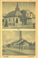 1944 Taracköz, Teresva; patika, gyógyszertár, Erdei Hangya üzlete / pharmacy, cooperative shop + Alsóneresznice kétnyelvű bélyegzés