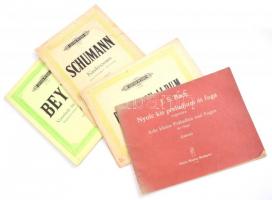 4 db zongorakotta - J. S. Bach: Nyolc kis preludium és fuga, Schumann, Präludien-Album, stb.