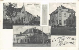 1919 Postorná, Unterthemenau, Unter-Themenau (Breclav); Rathaus, Apotheke, Gasthof / Radnice, Lékárna / town hall, pharmacy, inn, hotel. K. Halamasek