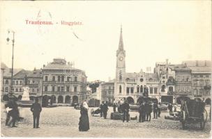 1907 Trutnov, Trautenau; Ringplatz / square, market vendors, shops (EK)