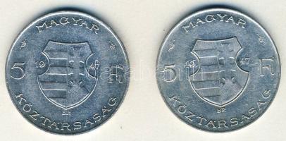 1947. 5Ft Ag "Kossuth" (2x) T:2-,2/3