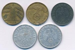 Németország / Weimari Köztársaság / Német Harmadik Birodalom 1924-1943. 10pf - 50fp (5x) T:2,2-
Ger...