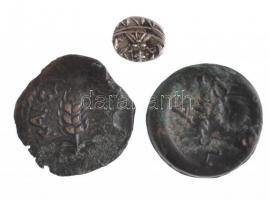 Vegyes: Római Birodalom / Júdea / Marcus Ambibulus helytartósága 9-12. AE Prutah (2,21g) + Kelta (?) Br érme (4,85g) + Pici Ag érme (0,42g) T:2-3 Mixed: Roman Empire / Judaea / Marcus Ambibulus Procurator 9-12. AE Prutah KAICA[-POC] / L[-M?] (2,21g) + Celts (?) Br coin (4,85g) + Little Ag coin (0,42g) C:XF-F