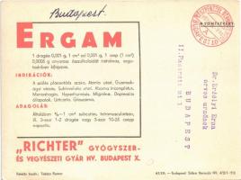1950 Ergam. Richter Gedeon Gyógyszer és Vegyészeti Gyár Rt. reklám  / Hungarian medicine advertiseme...