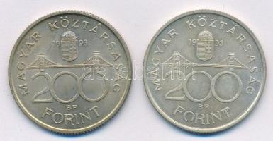 1993. 200Ft Ag "MNB" (2x) T:2 Adamo F13