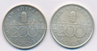 1993. 200Ft Ag "MNB" (2x) T:2 Adamo F13