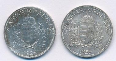 1926-1939. 1P Ag (2x) T:2,2- patina Adamo P6