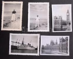 cca 1930 90 darabos fotóalbum európai utazásokról, benne London, Párizs, zeppelin, stb