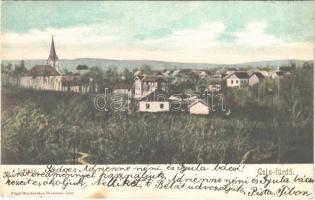 1904 Csíz, Csízfürdő, Kúpele Cíz; látkép, templom. Fogel Mór kiadása / general view, church (EK)