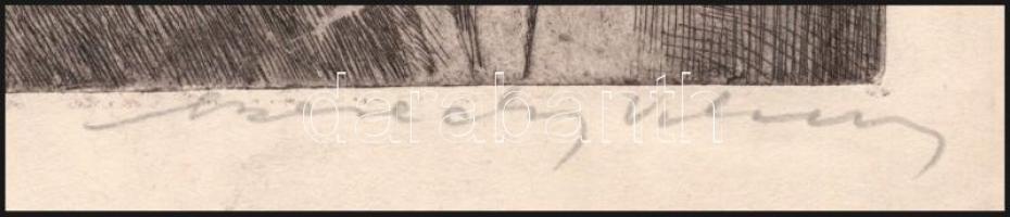 Bereczky Vilmos jelzéssel: Öreg pásztor, rézkarc, papír, jelzett, a rézkarc felett kis karcolással a...