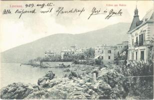 1909 Lovran, Lovrana; Villen am Hafen / villa, seashore