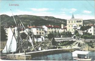 1912 Lovran, Lovrana; port, fishing boats, hotel, villa