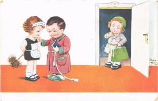 1934 Romantic couple, cheating husband. Children art postcard. W.S.S.B. 4449. s: John Wills (EB)